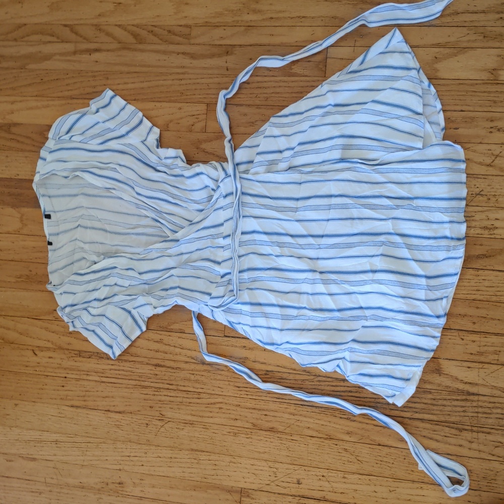 Striped short sleeve wrap dress - small
